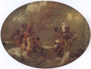 Neptune Sur Son Triton Avec Les Tresors De La Mer Et Le Cheval Pegase