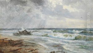 Shipwreck On The Beach At Skagen by Holger Drachmann