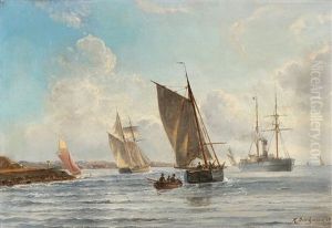 Sailboats Near The Shore by Holger Drachmann