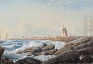 Coastal View From Bornholm, Presumably At Svaneke Or Sandvig by Holger Drachmann