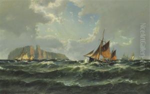 Seascape With Sailing Ships Off The Coast Of Helgoland