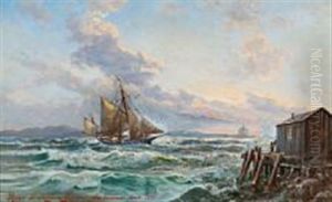 Seascape With A Sailing Ship Off Halifax, Canada Seascape With A Sailing Ship Off Halifax, Canada