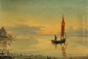 A Fishing Boat At Sea An Early Morning by Holger Drachmann