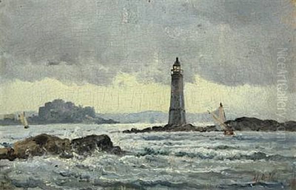 Sailing Ships By A Lighthouse, In The Background A Castle - view 1