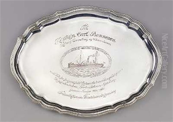 Svensk Orlogsskib Ved Vinga I Skaergarden Ved Goteborg (+ A Plate With Deisgn Of Ship And Inscription) - view 1