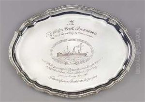 Svensk Orlogsskib Ved Vinga I Skaergarden Ved Goteborg (+ A Plate With Deisgn Of Ship And Inscription)
