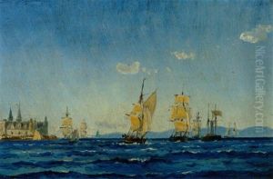 Sejlskibe Ud For Kronborg by Holger Drachmann