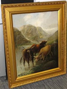 Cattle Watering In A Mountain Landscape Cattle Watering In A Mountain Landscape