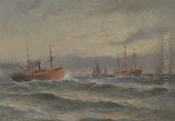 Marine Med Skibe Omkring Et Fyrskib - view 1