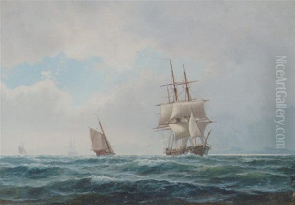 Marine Med Sejlskibe Pa Havet - view 1