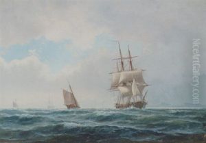Marine Med Sejlskibe Pa Havet by Holger Drachmann