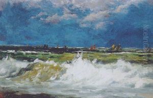 Marine, Skibe Pa Oprort Hav by Holger Drachmann