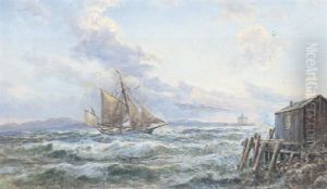 Marine Med Sejlskib Pa Vej Ind I Havnen by Holger Drachmann