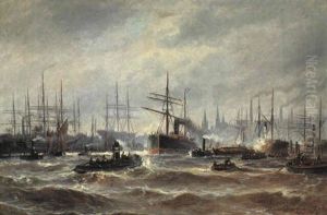 Parti Fra Hamborgs Havn by Holger Drachmann