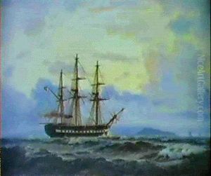 Marine Med 'fregatten Jylland' by Holger Drachmann