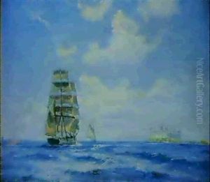Marine Med Sejlskib Ud For Kronborg by Holger Drachmann