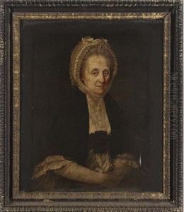 Portrait Of A Lady In A Black Shawl And White Lace Bonnet by Nathan Drake