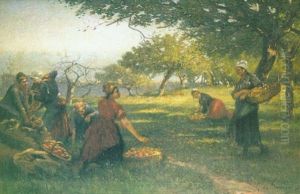 Recoleccion De Manzanas En Houlgate, Cerca De Normandia by Georges De Dramard