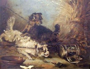 Terriers Ratting In A Barn by George Armfield