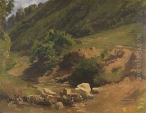 Steiler Hang Mit Bachgrund by Heinrich Dreber