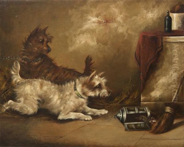 Terriers Ratting In A Barn - view 1