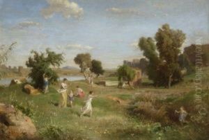 Tiber-landschaft Im Fruhling by Heinrich Dreber