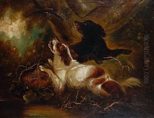 Spaniels Flushing A Pheasant by George Armfield