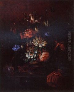A Still Life Of A Tulip, Passion Flowers, Roses And A Peonie In A Vase