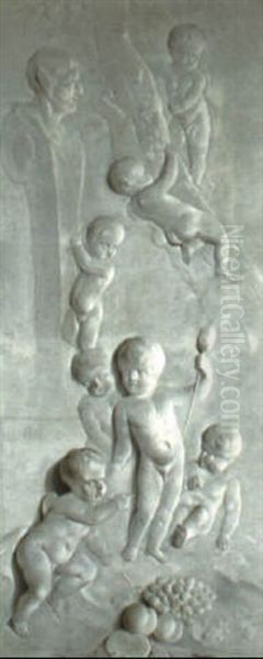 Putti Climbing A Tree And A Heron - view 1