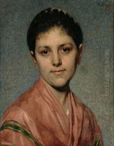 Portrait Einer Jungen Frau Mit Direktem Blick Zum Betrachter by Tom von Dreger