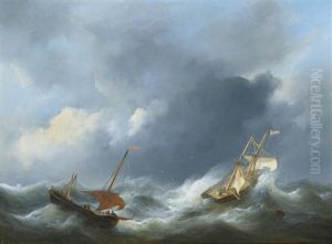 Ships On The High Seas by Christiaan Lodewijk Willem Dreibholtz