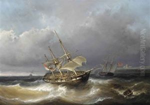 Caught In Rough Seas by Christiaan Lodewijk Willem Dreibholtz