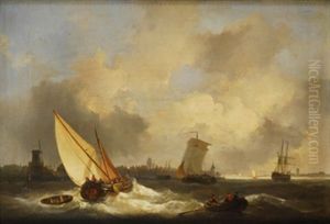 Par De Marinas Con Barcos De Pesca by Christiaan Lodewijk Willem Dreibholtz