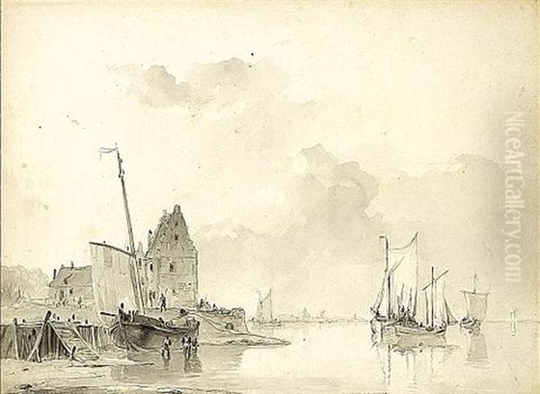 Boats Along The Quay At Low Tide - view 1