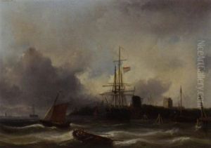 Shipping Near Dordrecht by Christiaan Lodewijk Willem Dreibholtz