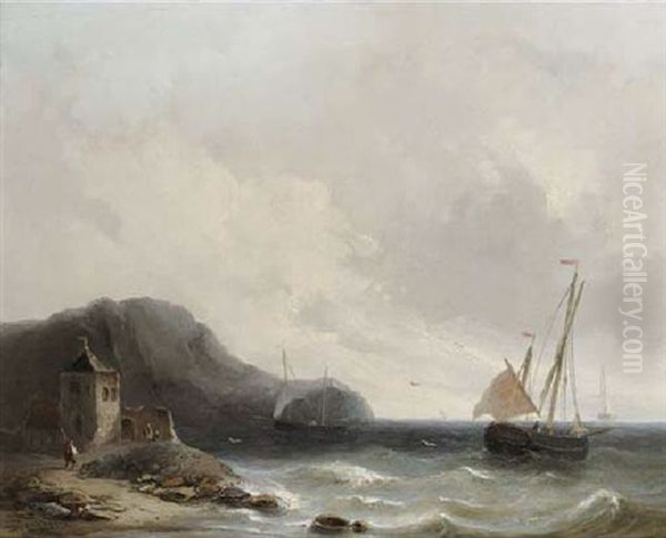 Shipping In A Breeze Off A Rocky Coast - view 1
