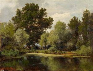 Bewaldete Teichlandschaft by Adolf Dressler