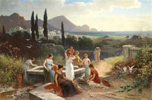 Women By The Well by Friedrich Wilhelm Albert Dressler