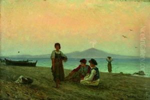 Spielende Kinder An Der Bucht Von Neapel