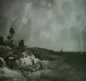 Landschaft Bei Aufziehendem Wetter by Friedrich Wilhelm Albert Dressler