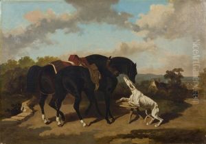 Chevaux Au Repos by Alfred De Dreux