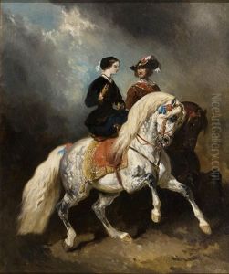 A Romantic Couple by Alfred De Dreux