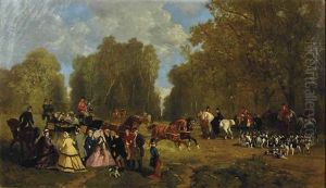 Napoleon Iii Et Eugenie, En Caleche Avec La Reine Victoria, Probablement En Foret D"osborne En Aout 1857 Napoleon Iii Et Eugenie, En Caleche Avec La Reine Victoria, Probablement En Foret D"osborne En Aout 1857