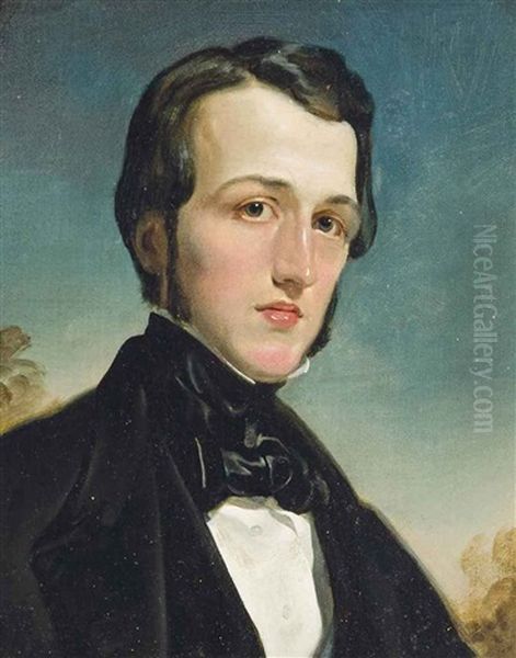 Portrait Of A Man, Bust Length, In A Black Cravat And Coat - view 1