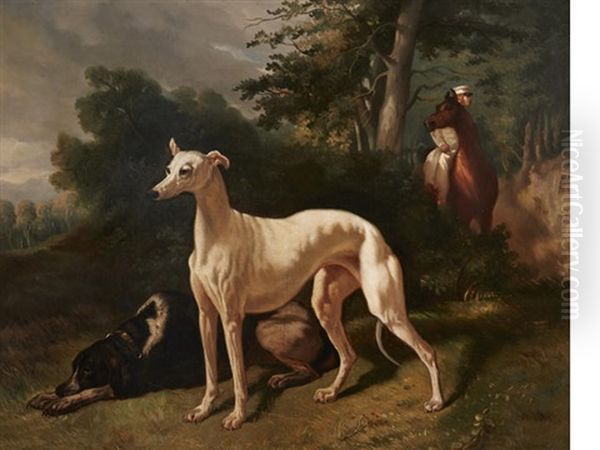 Hounds In A Wooded Landscape - view 1
