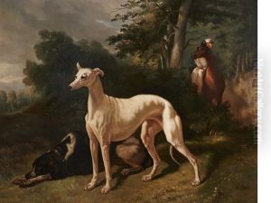 Hounds In A Wooded Landscape