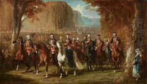Scene De Chasse A Courre : L'imperatrice Eugenie Entouree De L'equipage Imperial by Alfred De Dreux