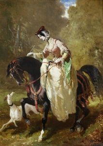 Deux Amazones: Amazone En Bleue; Amazone Au Levier (2 Works) by Alfred De Dreux