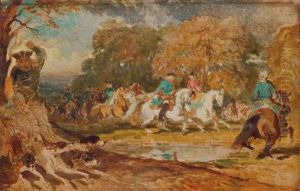 La Chasse Sous Louis Xv (sketch) by Alfred De Dreux