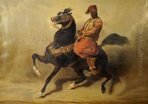 Cavalier En Fantasia Se Retournant A Gauche